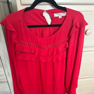 LOFT red blouse long sleeve